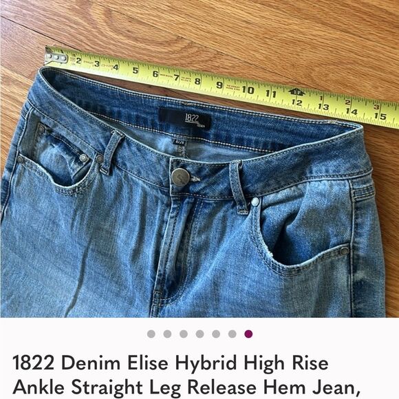 1822 Denim Elise Hybrid High Rise Ankle Straight Leg Release Hem Jean 8/29 blue - Picture 6 of 6